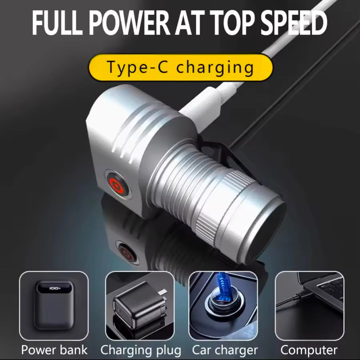 Hiking Camping Mini Torch 6 LED Flashlight TYPE-C Rechargeable