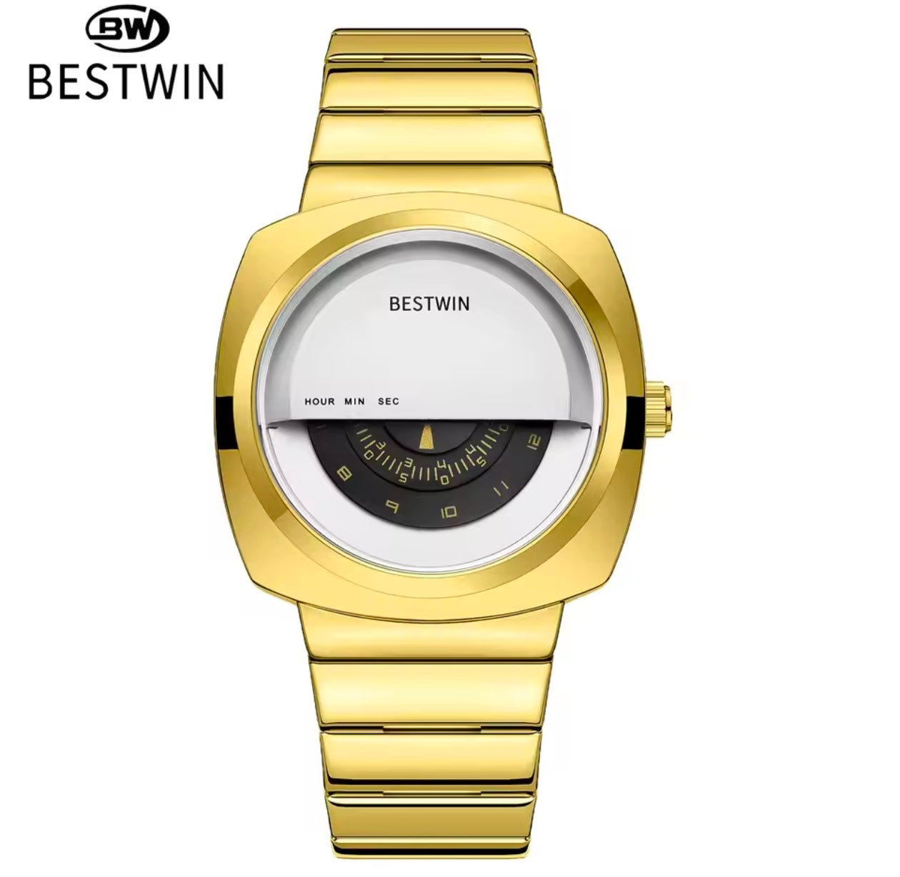 Best win Hollow 3D Carved Bezel Stainless Steel Business Wrist Watch
