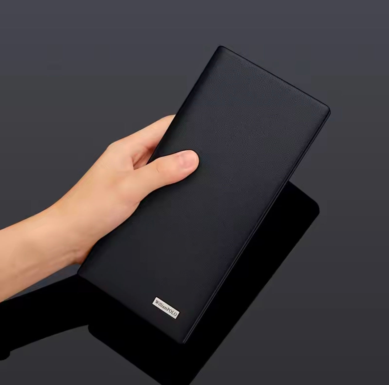 Bi-fold Pu leather thin long wallet for men women