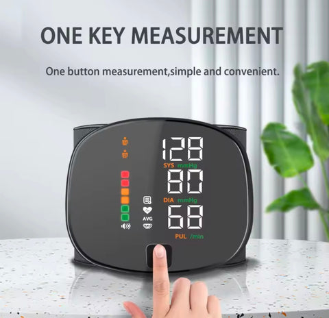 Smart Touch LCD Screen Wrist Blood Pressure Monitor Digital Voice Chargeable health care