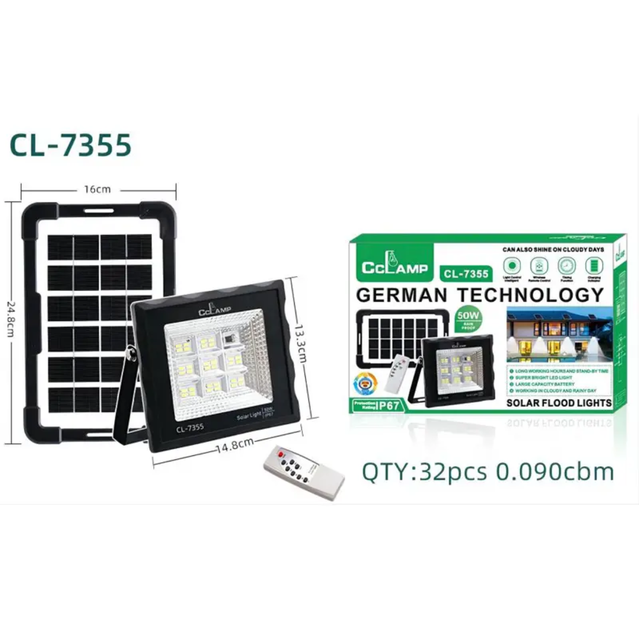 German Technology Solar Street Wall Light 200w