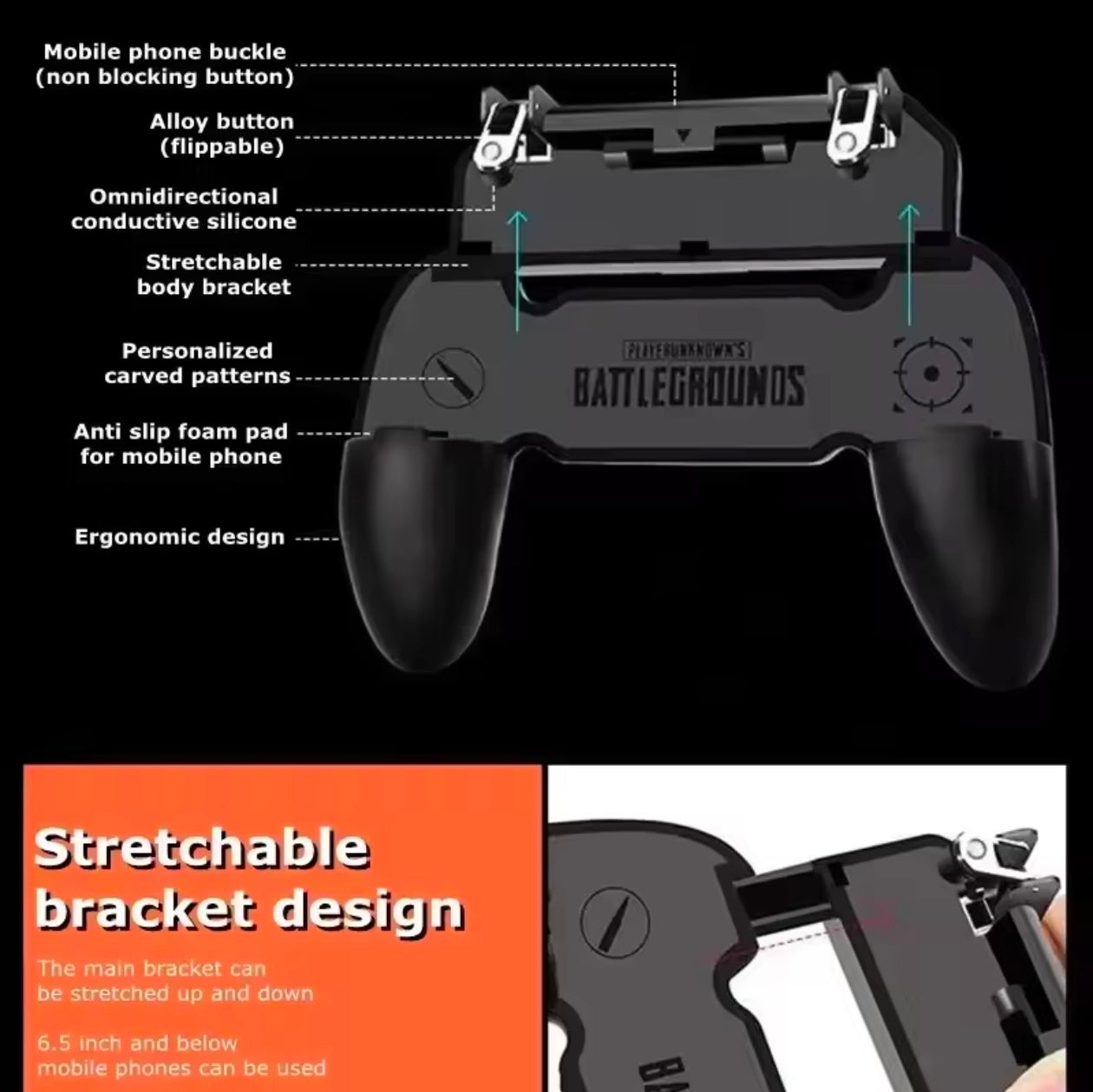 PUBG Game Controller with Built-in L1 R1 Triggers