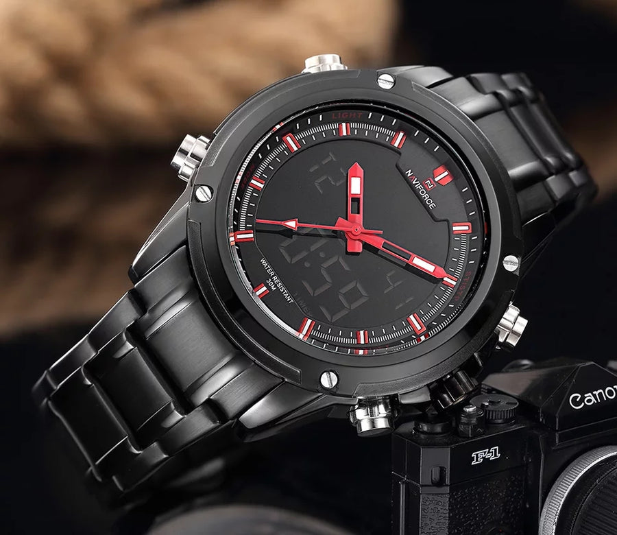NAVIFORCE Brand Steel Waterproof Dualtime Watch