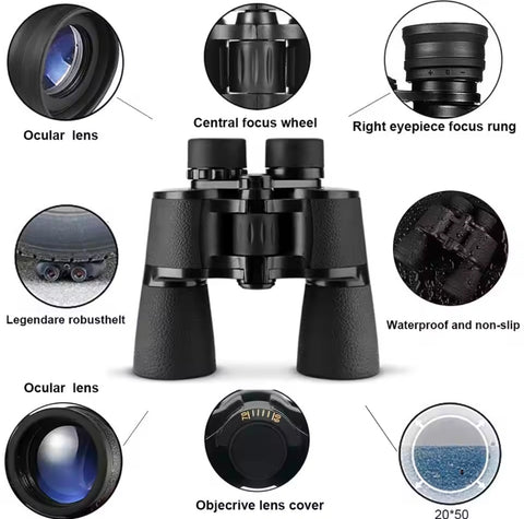 Russian Telescope 20X50 High-definition Low Light Level Night Vision Binoculars  Anti-skid Binoculars With Compass