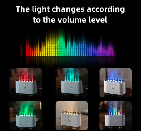 RGB LED Lamp Follow Sound Rhythm Spray Air Humidifier USB Ultrasonic Cool Mist Maker for Home Room Aroma Diffuser