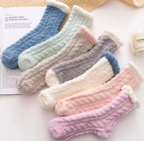 3 Pairs Winter Coral Velvet Women's Pure Thick Socks