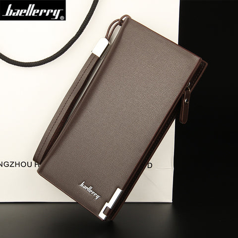 Baellerry Geniune Leather Long wallet Large Capicity Zipper mobile pocket Cards cash slots