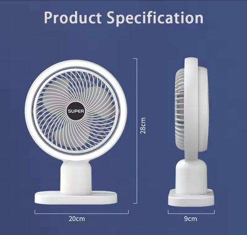 Rechargeable Table Super cooling Fan Desktop with Led Light