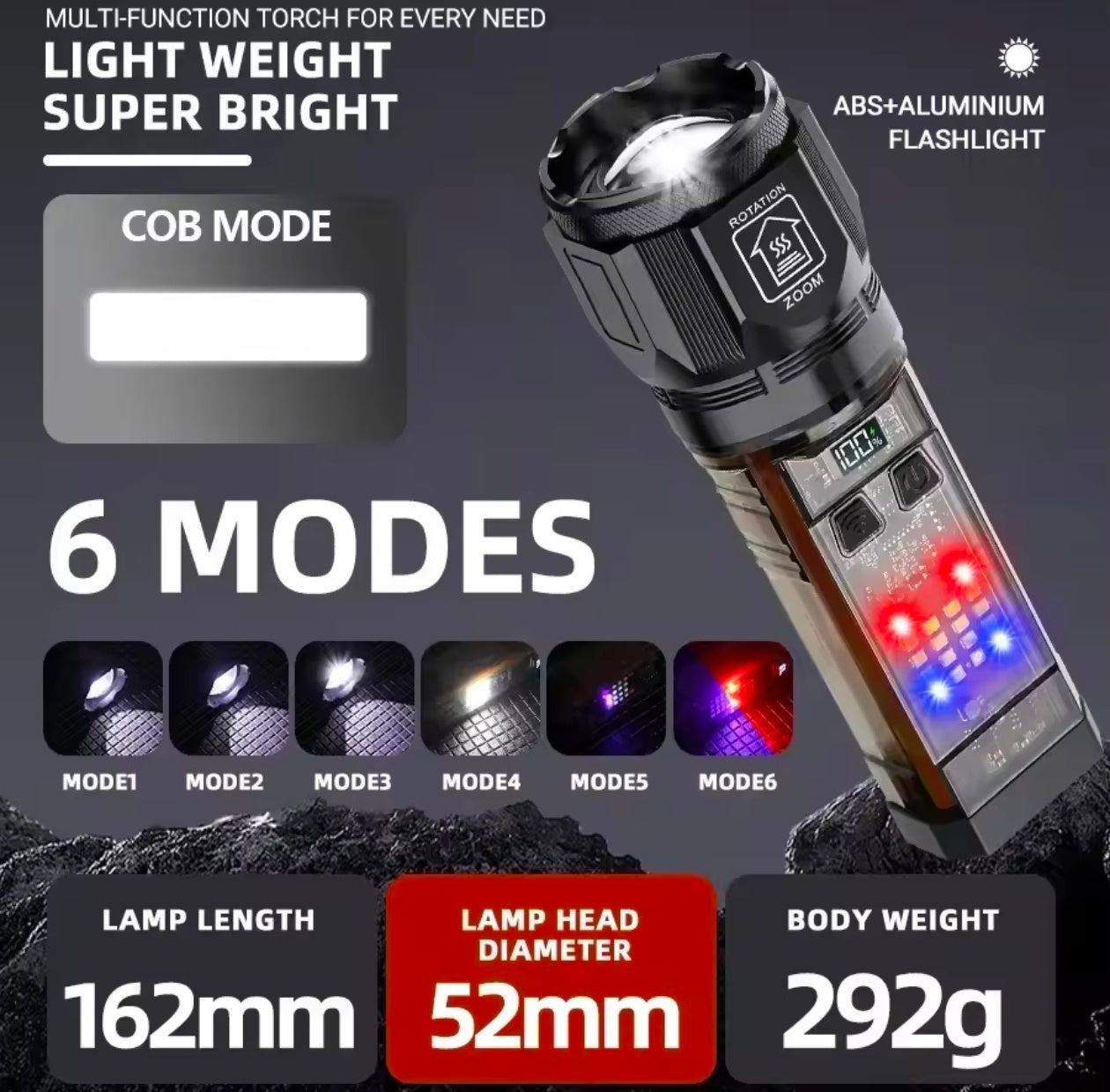 Telescopic solar Powerfull Torch & Power Bank Rechargeable