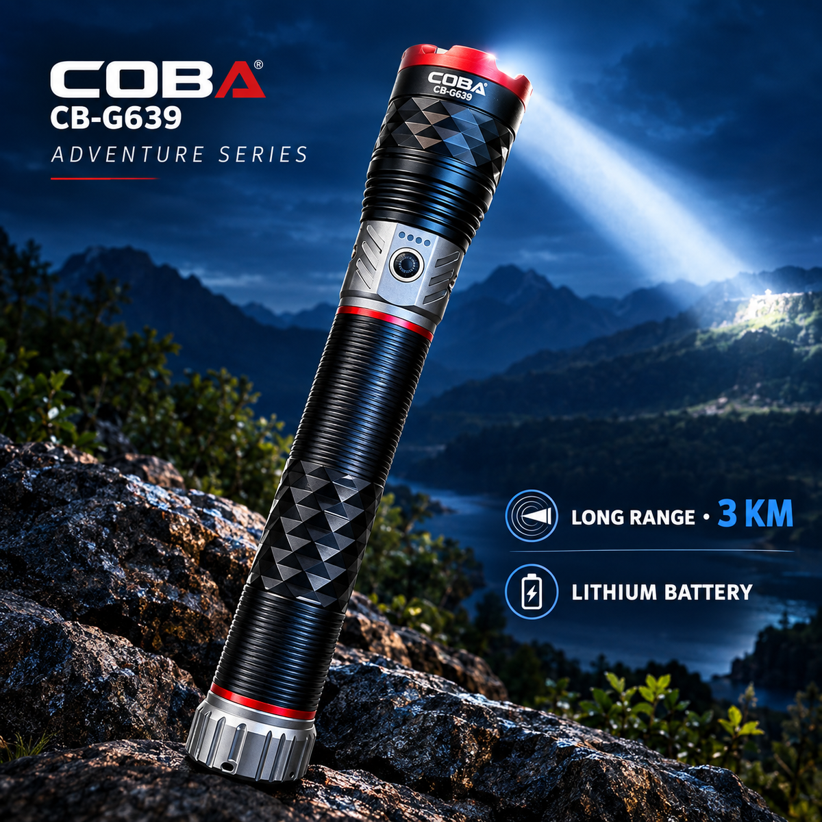 COBA Long Range Aluminium Alloy Strong Flashlight Torch CB-G639