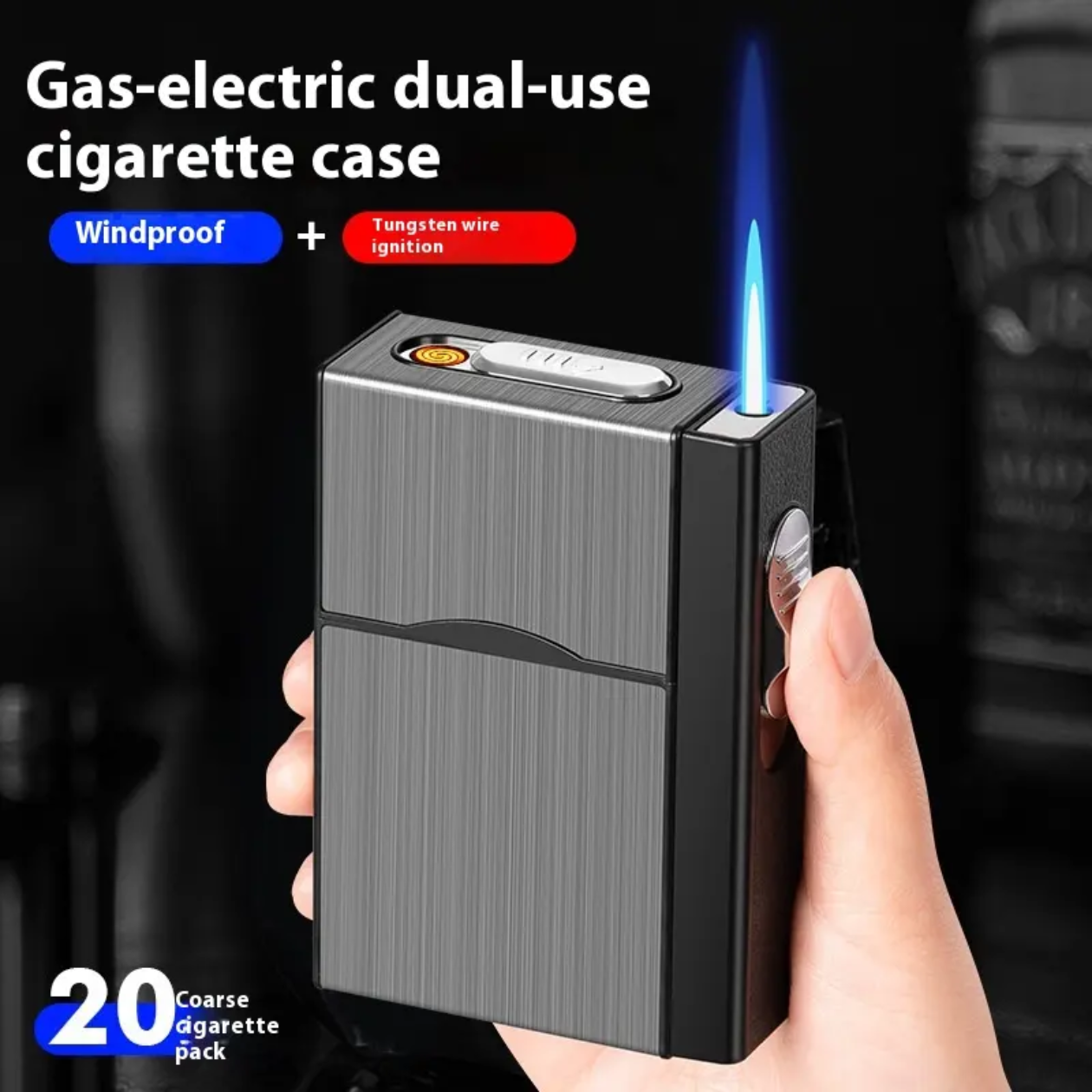 Portable Cigarette Lighter Case with Tungsten Wire USB Charging