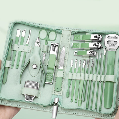 22Pcs Manicure Nail Clipper Cutter Care Pedicure Dead Skin Pliers Tools With Case
