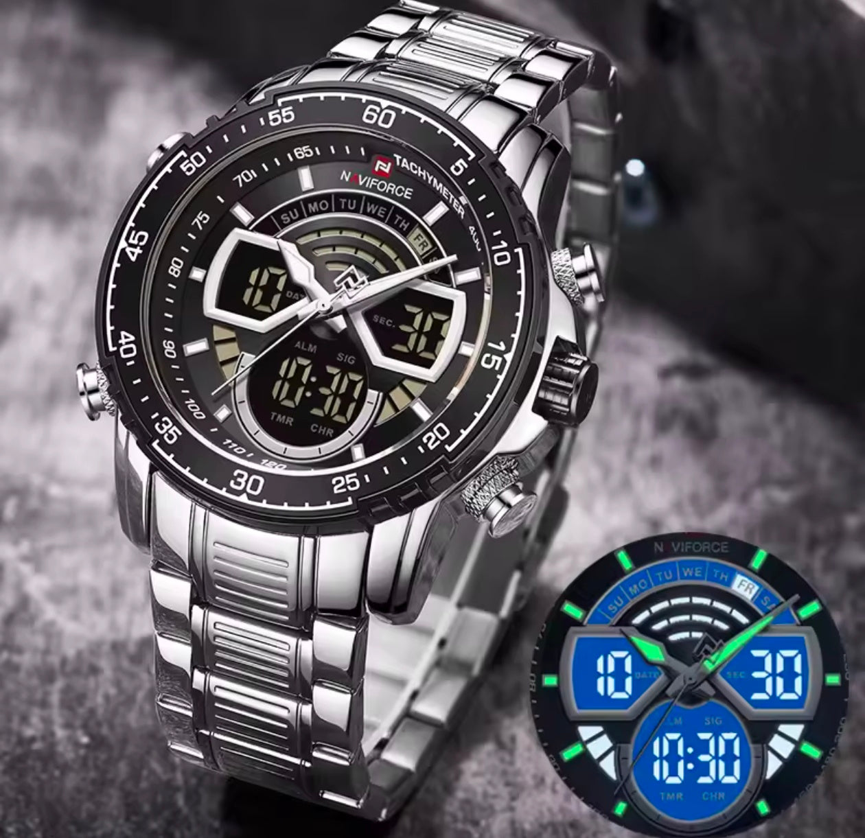 NAVIFORCE Fashion Men's Luxury DUAL time Quartz Watch