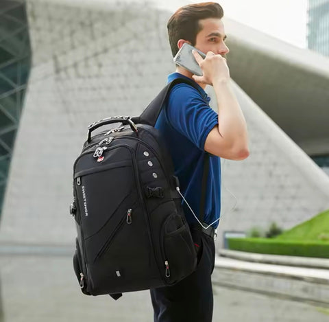 Swiss Large Capacity Travel Business Laptop Backpack USB Charging