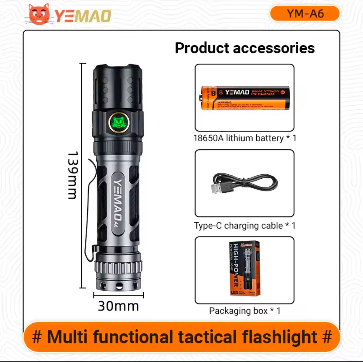 Yemao Long Range Flash light & Power Bank Rechargeable