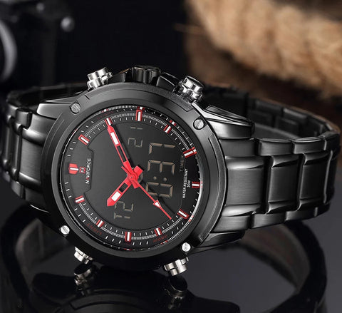 NAVIFORCE Brand Steel Waterproof Dualtime Watch