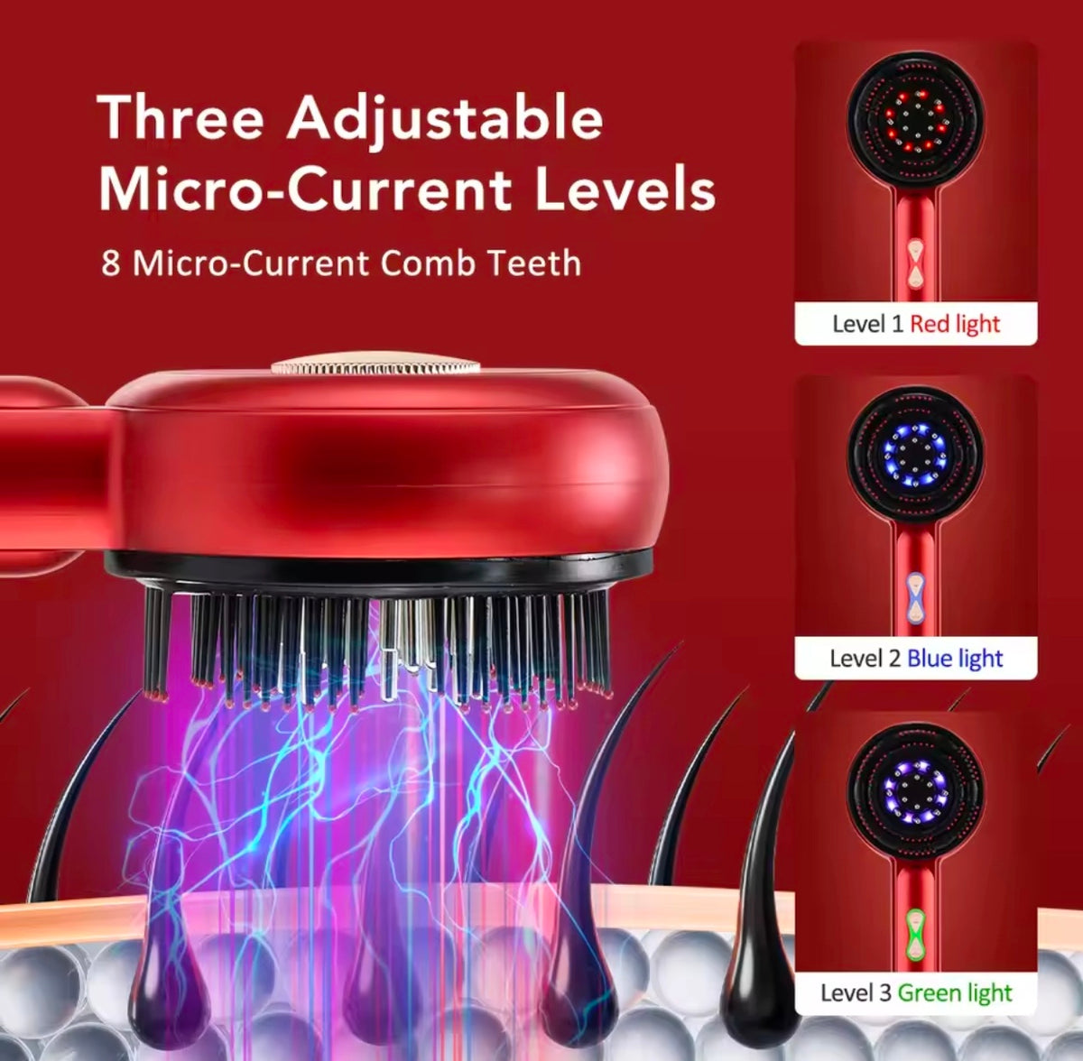 Electric Scalp Head Massage Comb 660nm Light Hair Growth Comb Hair Brush