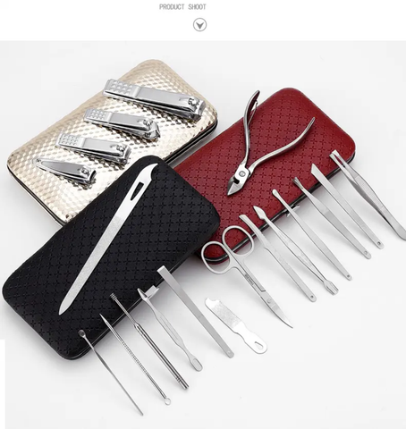 16 Pcs Set of Nail Clipper Kits Stainless Steel Manicure Pedicure Tools