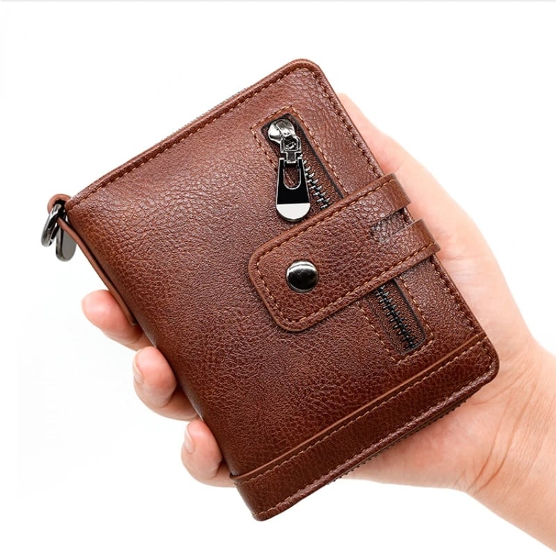 Cow Leather Kavi Vintage Short Zipper Wallet