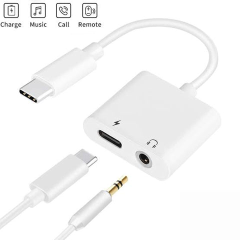 3 in 1 USB C Type C Splitter Adapter,USB C FastCharge and 3.5mm Headphone Audio Jack