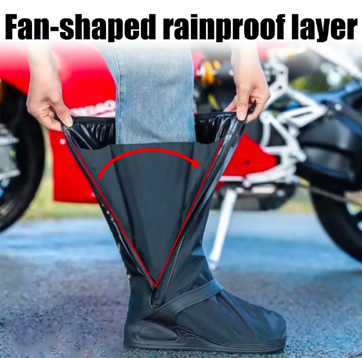 Premium Waterproof Rain Boot Shoe Cover with Zipper & Reflector, for Women & Men