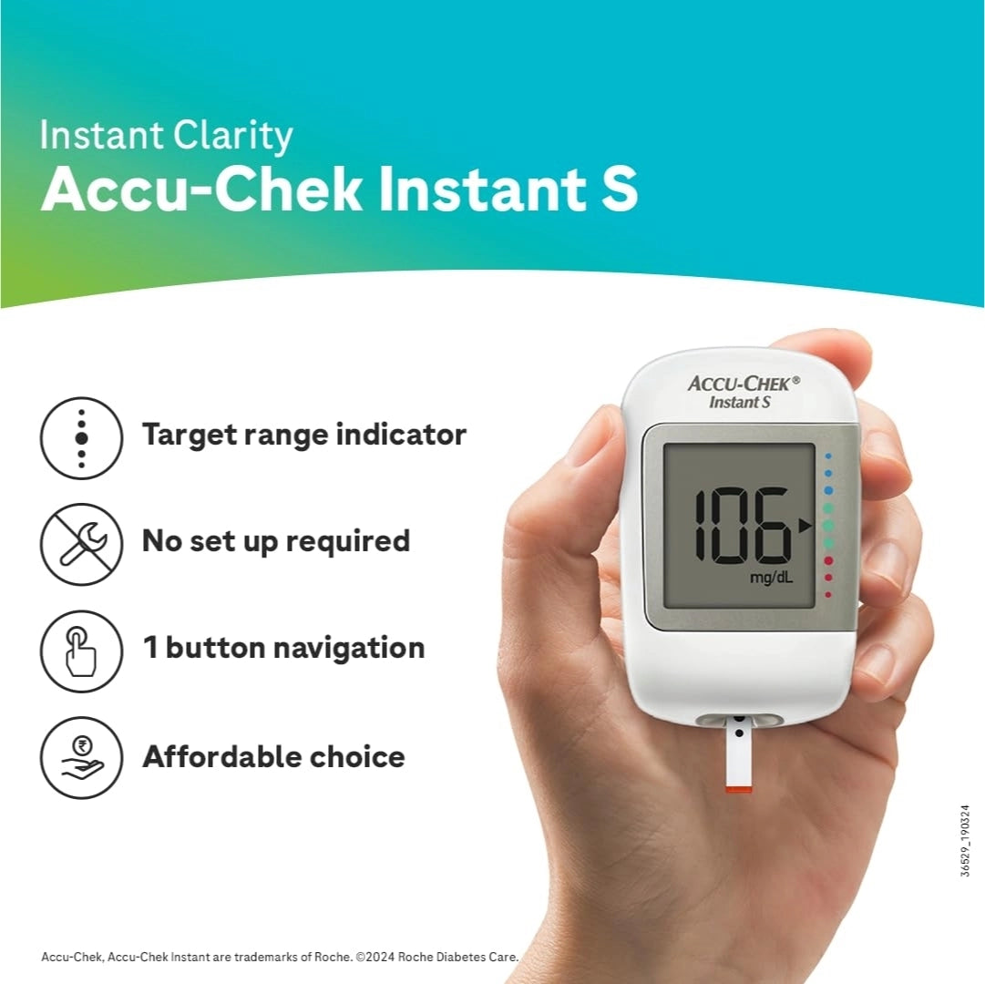 Accu-Chek Instant S Blood Glucose Monitor – Digital Sugar Test Machine with Fast 4-Second Results