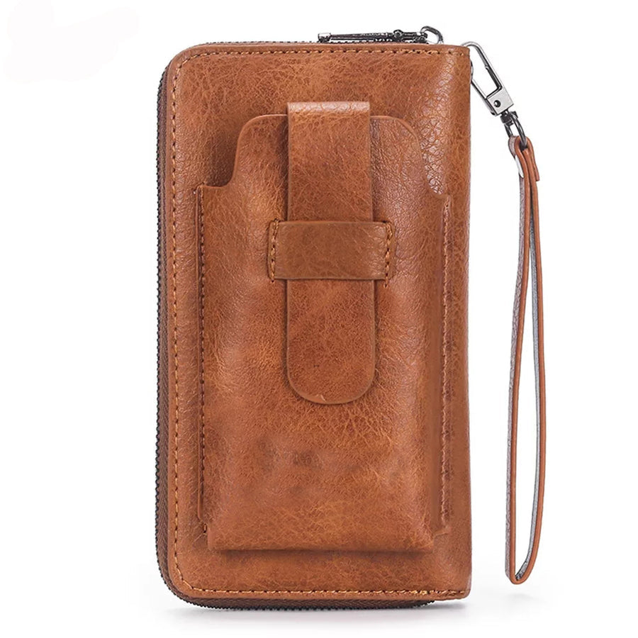 Double zipper Universal Long Wallet Large Capacity Multi Zipper pockets for Mobile