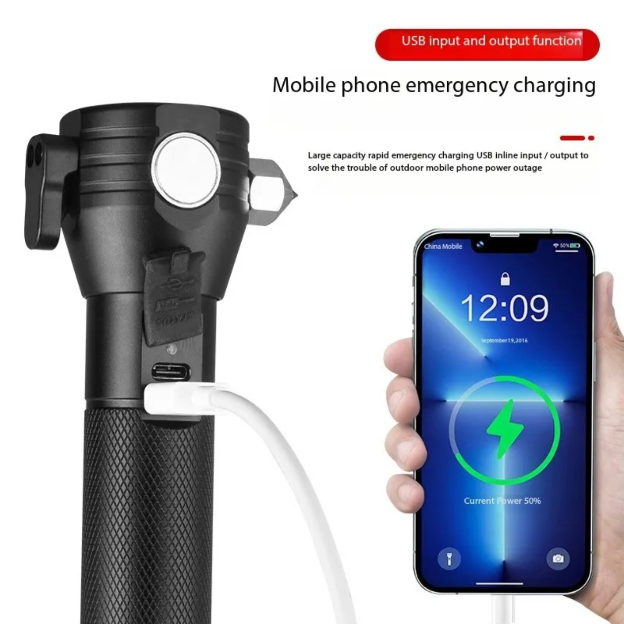 Flash light Solar Powered Waterproof USB Rechargeable torch, Torch Price in Pakistan