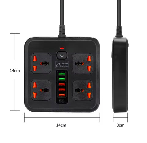 Uk import Universal Power Extension Strip with 6 Ports