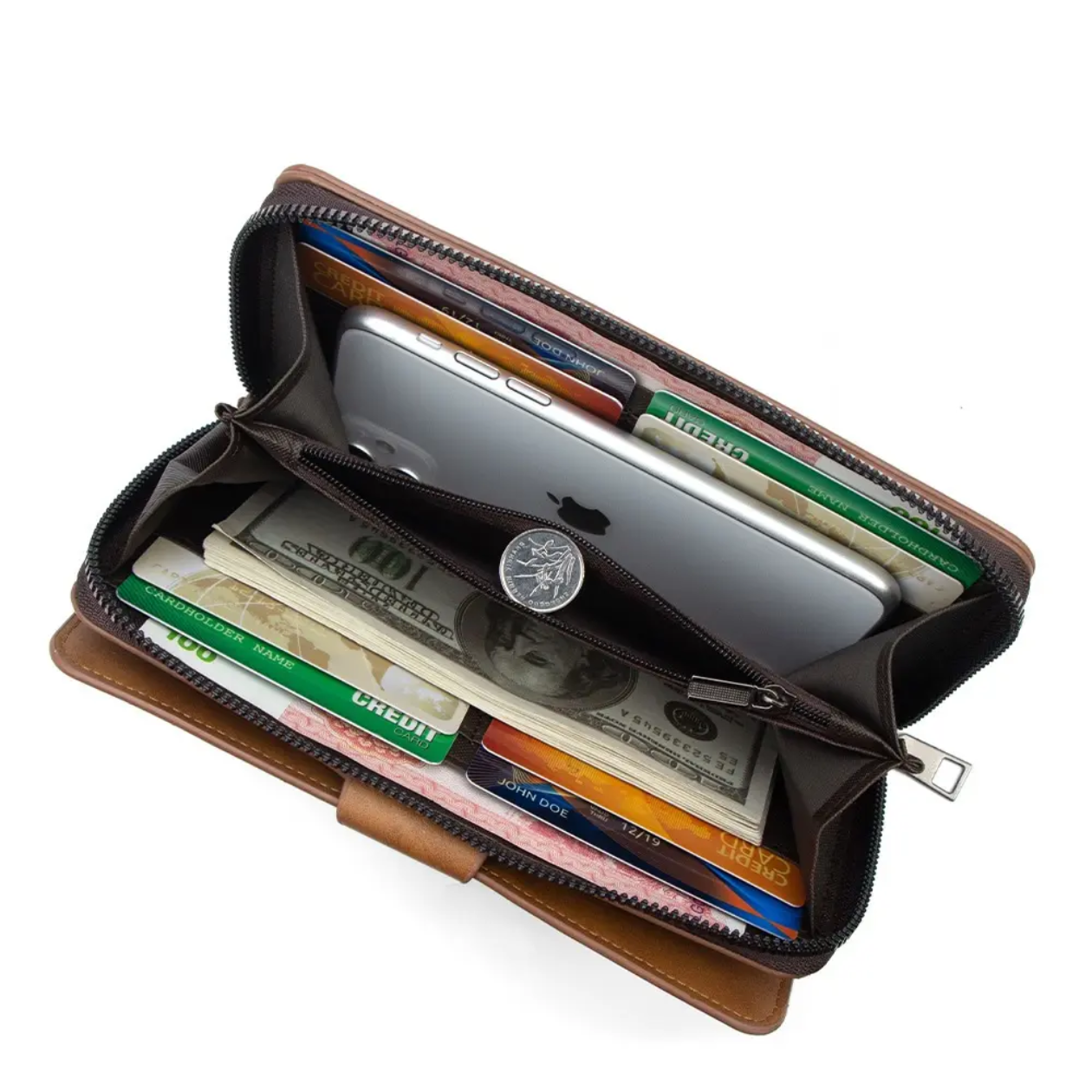 MBS PU Leather Long Zipper Business wallet & multi Card Holder