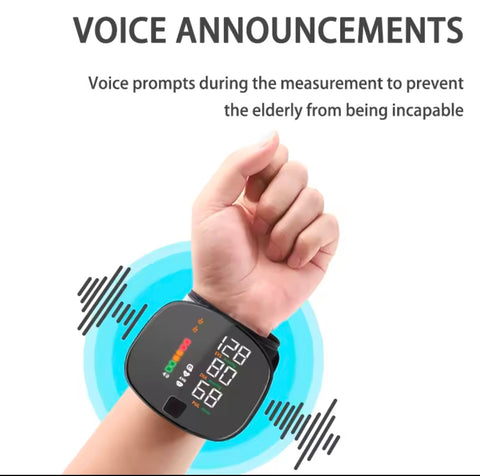 Smart Touch LCD Screen Wrist Blood Pressure Monitor Digital Voice Chargeable health care