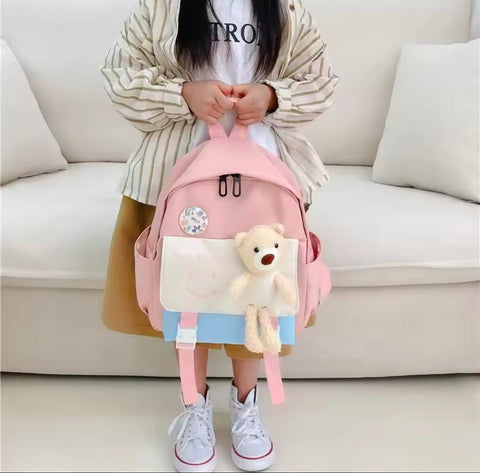 Student College School Backpack bow and bunny backpack with free sticker