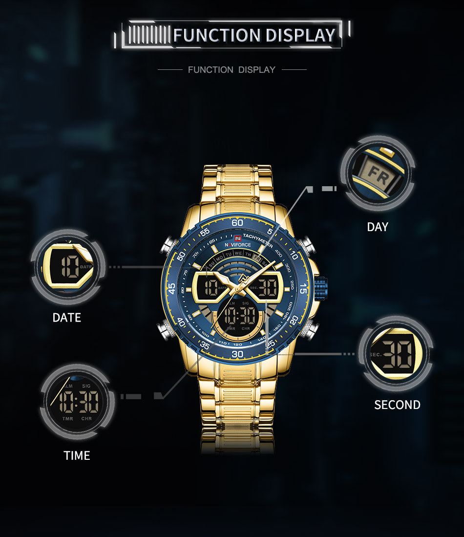 NAVIFORCE Fashion Men's Luxury DUAL time Quartz Watch