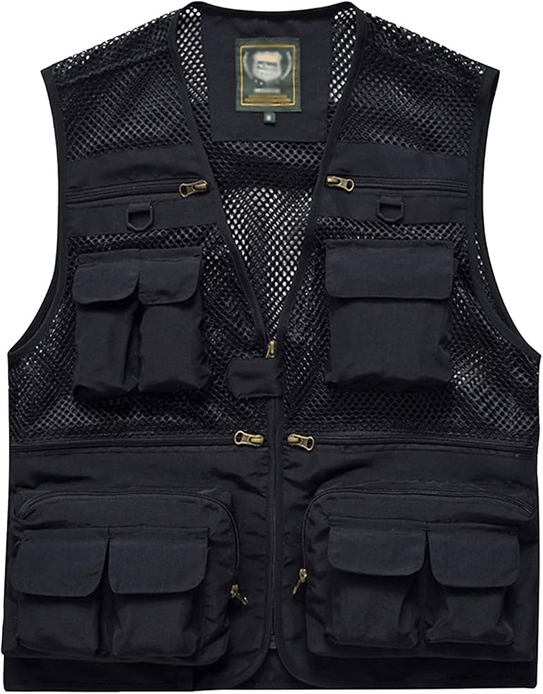 Men's Utility Vest Fishing Safari Vest Summer Mesh Work Vest with Pockets