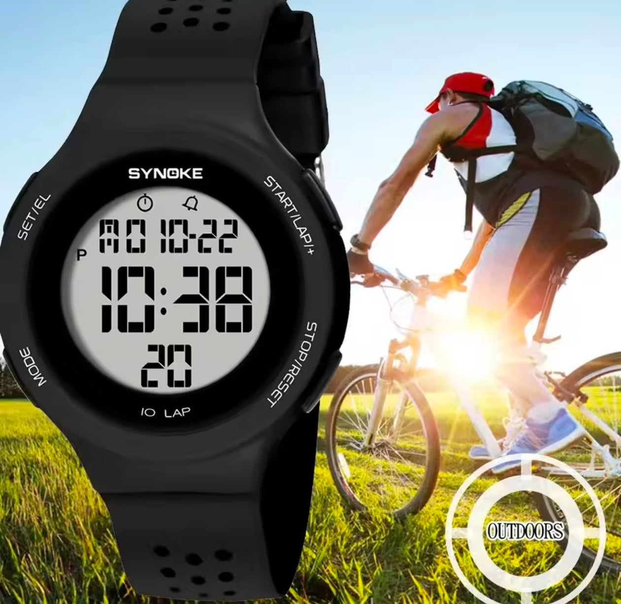Outdoor Sport Watch Men Alarm Chrono Clock 5Bar Waterproof