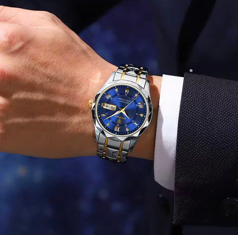 Stainless Steel Men's Fashion Watch  50M Waterproof Luminous