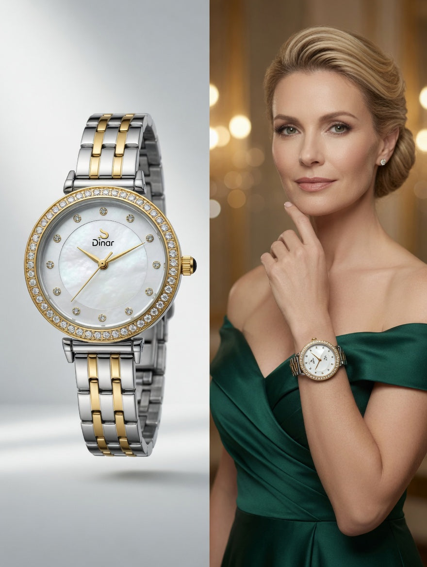Dinar Ladies Dimond Stainless steel fashion watch