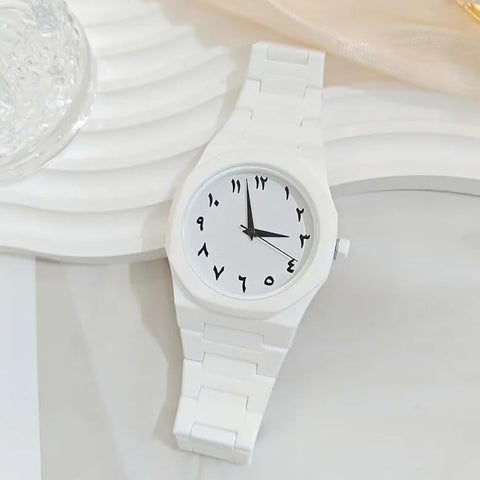 Alharmeen Al Fajar Muslim Watch with Arabic Sapphire Crystal Dial Azan Prayer Alarm Islamic Time Wristwatch Ramadan Gift