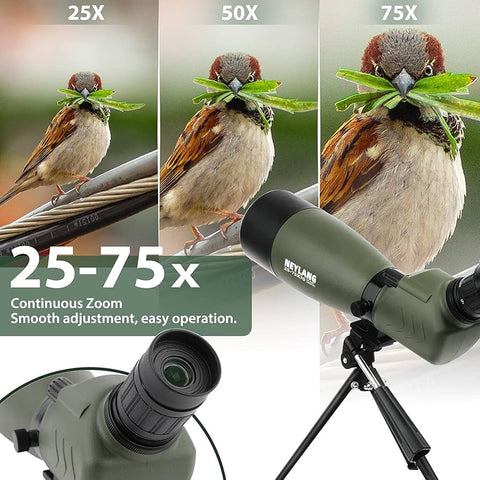Brazilian 25-75x60 HD Spotting Scope Zoom Monocular Powerful Telescope