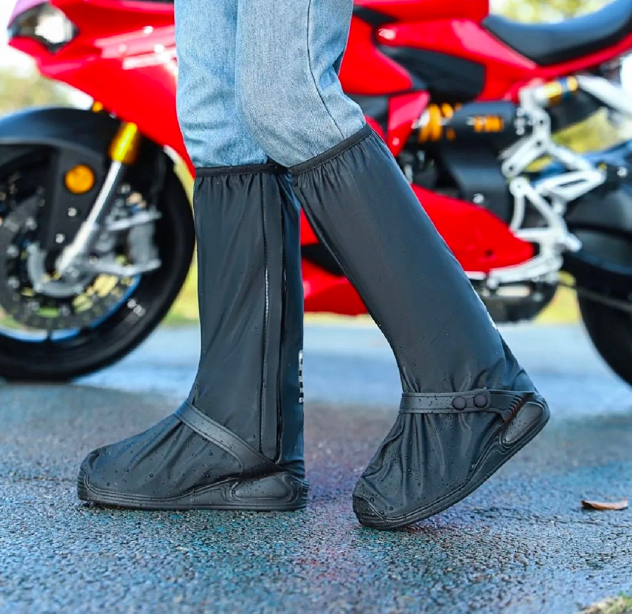 Premium Waterproof Rain Boot Shoe Cover with Zipper & Reflector, for Women & Men
