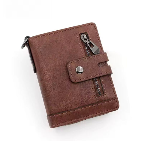 Cow Leather Kavi Vintage Short Zipper Wallet