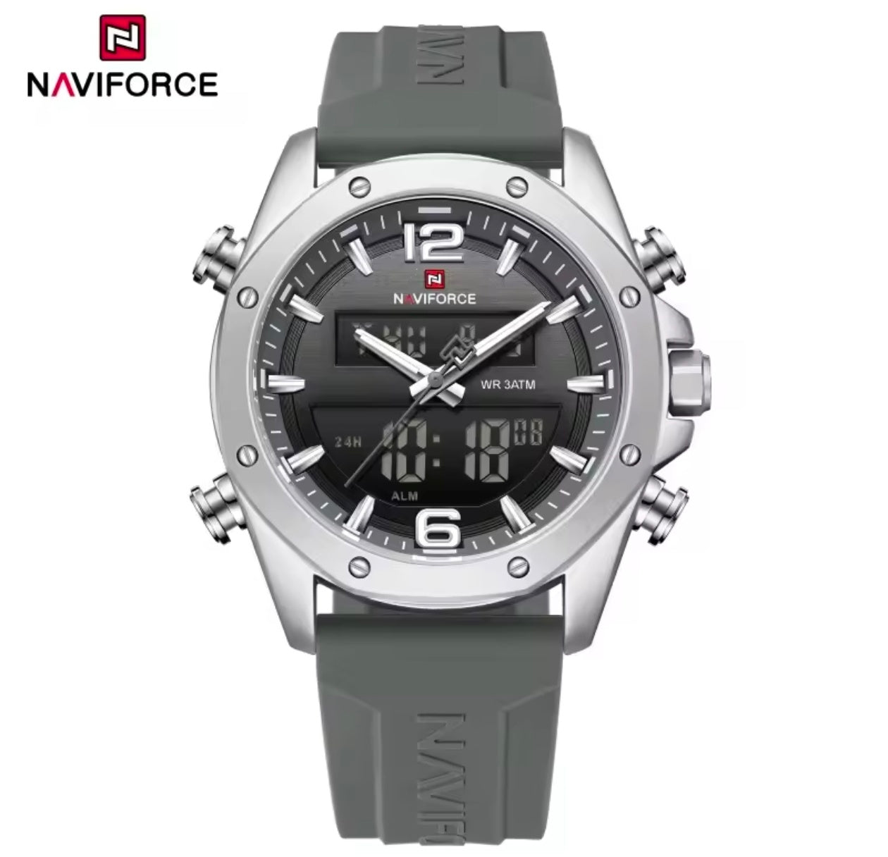 NAVIFORCE Quartz LCD Dual Display Watch with Silicone Strap 3ATM Waterproof