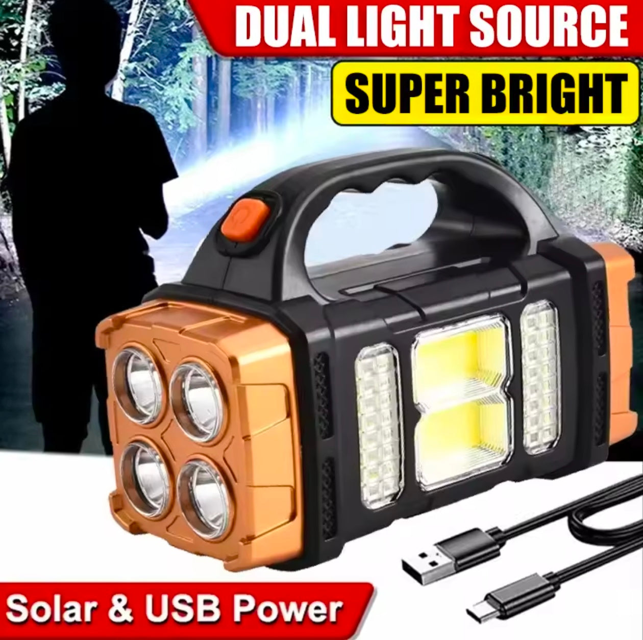Portable Lantern Solar Light + USB Rechargeable