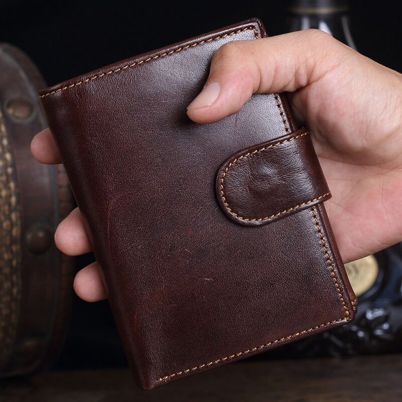 Men's Genuine Leather Wallet Coin Purse Card Case Mens Vintage Trifold Wallets