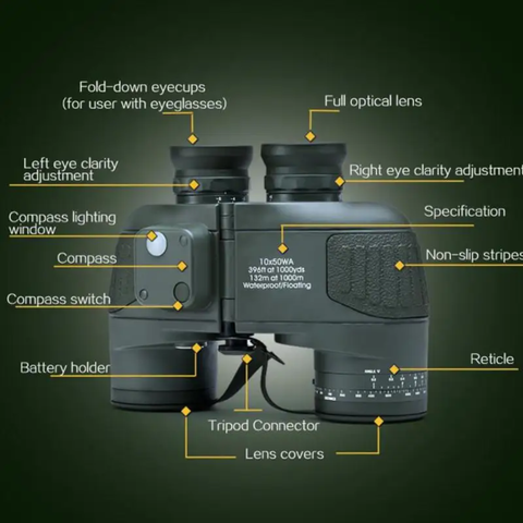 YD Optical 10x50 Hunting Binoculars with Rangefinder