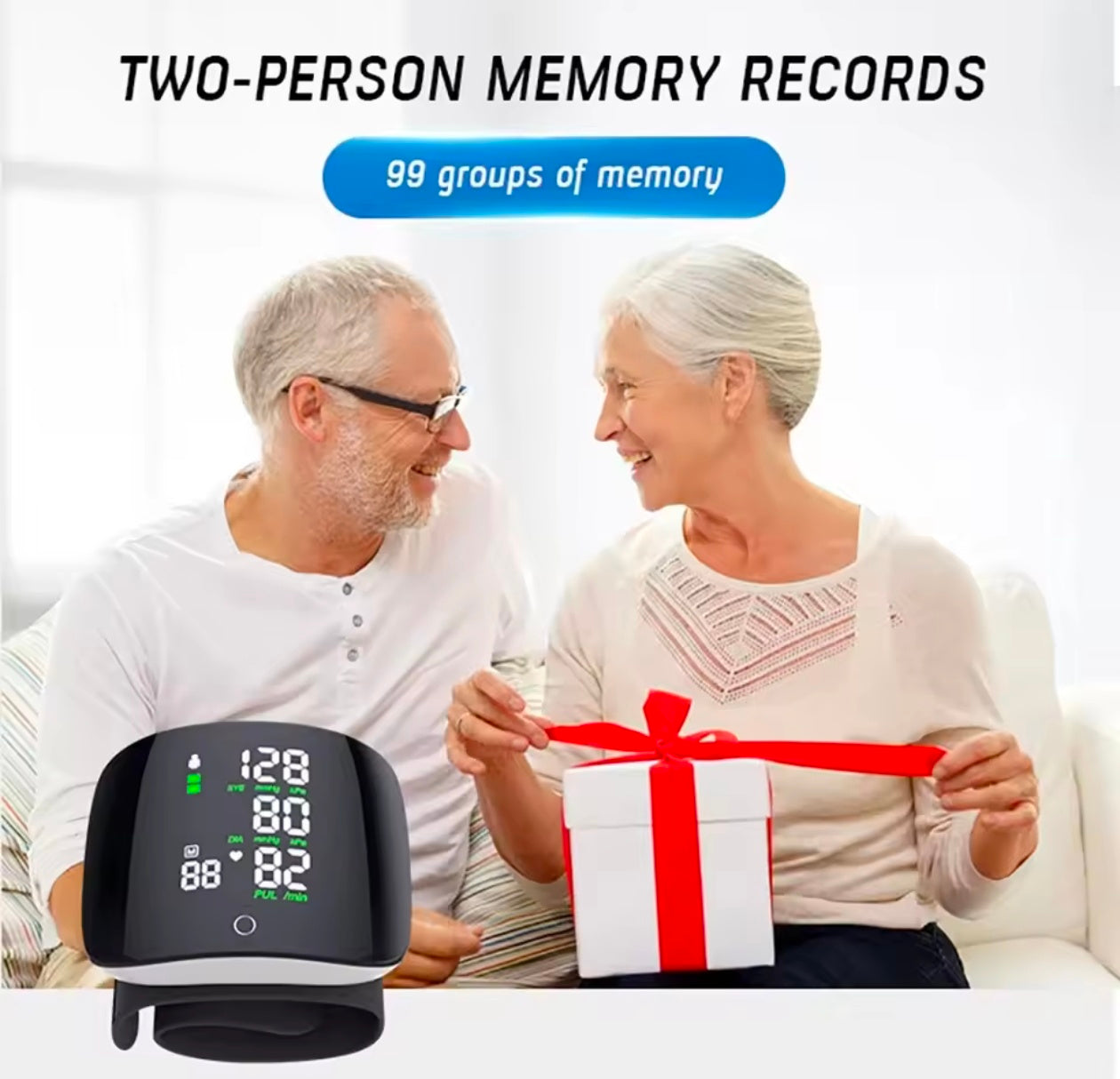 Smart Touch LCD Screen Wrist Blood Pressure Monitor Digital Voice Chargeable health care