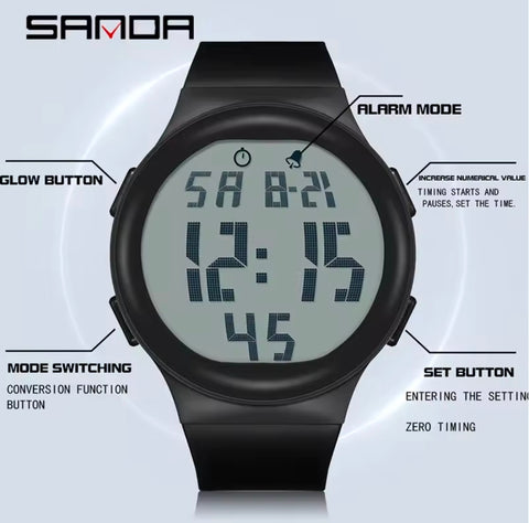 Creative Astronaut LED Digital Watch For Men Women Alarm Sport Waterproof Luminous Watch