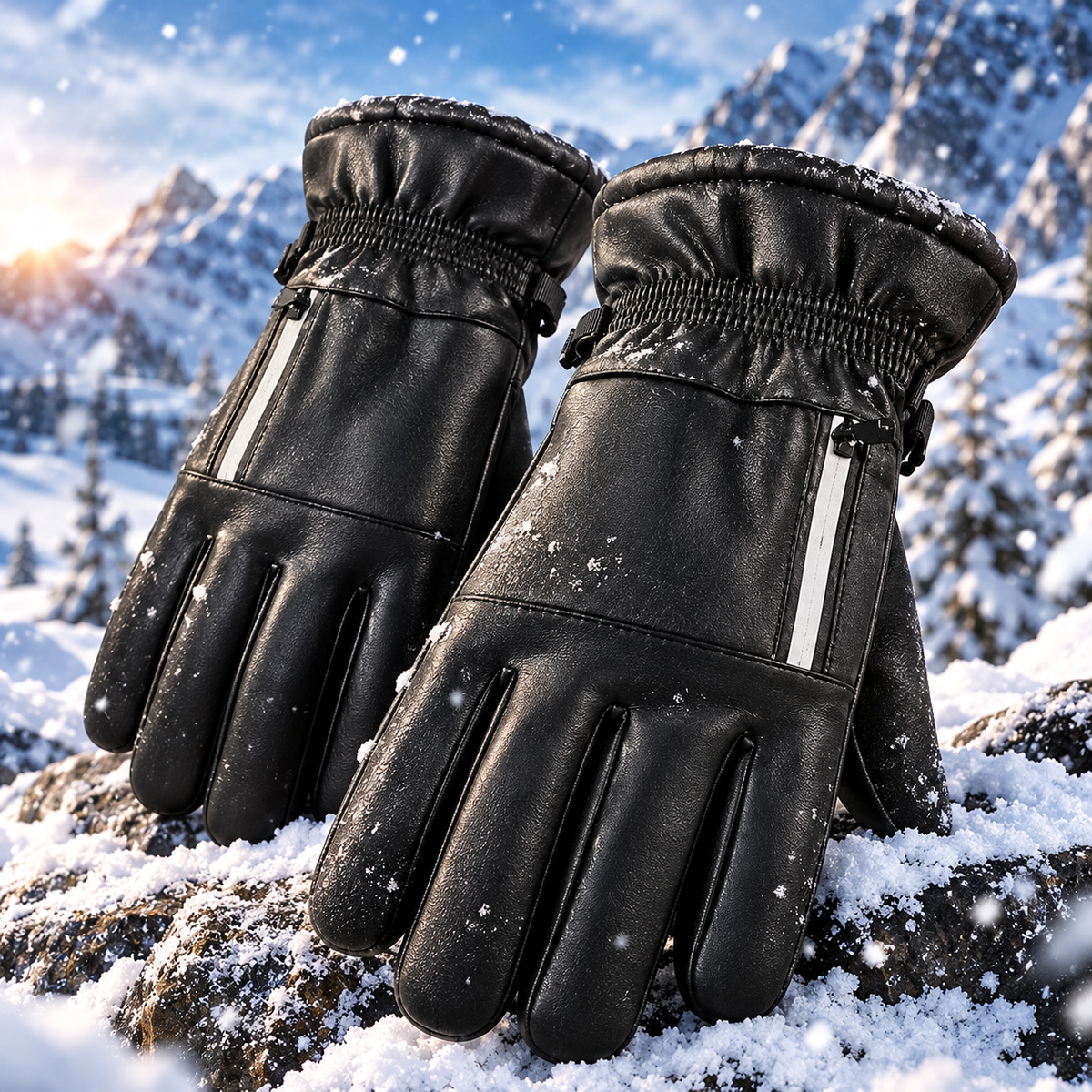 Winter Leather Waterproof Windproof Gloves