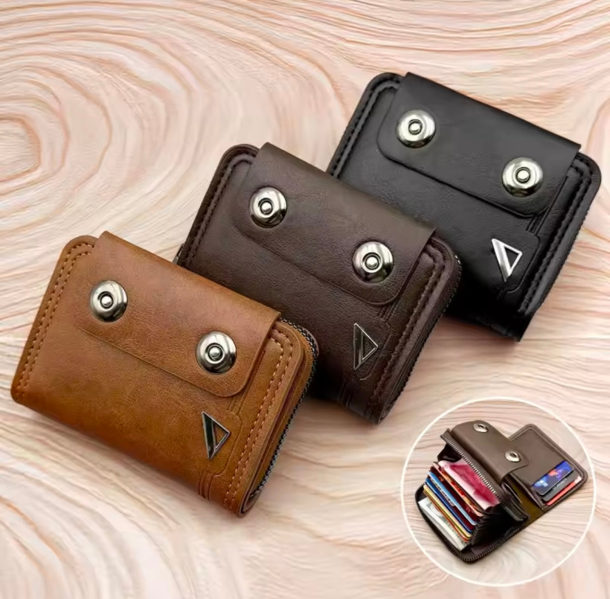 High-Quality Leather Wallet with Double Buckle