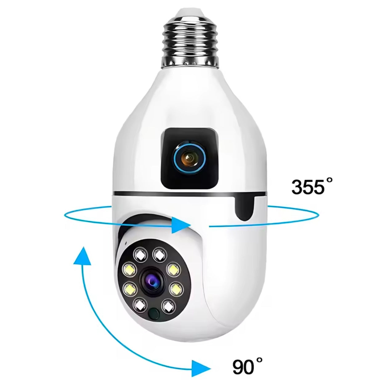 CCTV PTZ WiFi Dual Lens Screen E27 Bulb Camera